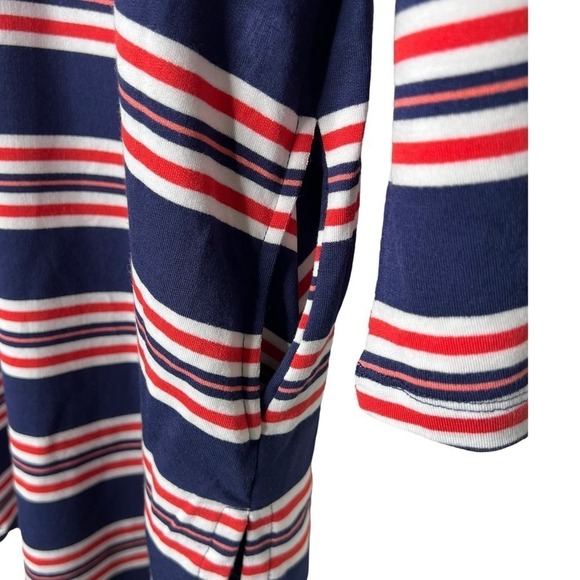 New Women’s La Blanca Sailor Stripe Lace Up V-Neck Tunic Size M - Picture 4 of 11